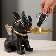 Resin Dog Statue Living Room Decoration Dog Sculpture Tray Decoration French Bulldog Home Indoor Off