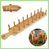 [IniyexaMY] Wood Taco Holder Tray Multipurpose Mexican Rolls Holds 8 Tacos Taco Shell Holder Tortill