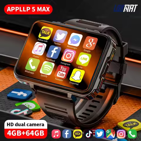 LOKMAT APPLLP 5 MAX Android Watch Phone Square Big Screen Wifi 4G Calls Smartwatches Dual Camera wit