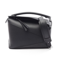 【二手】 LOEWE Puzzle Edge 中型兩用手提包 A510P49X231100 黑色皮革手提包 女士 全新