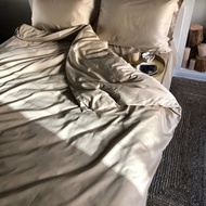 Latte 鋪棉被套，天然 100% 棉 સaten (緞面)
