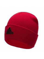 1 chiếc mũ len có logo Unisex, khăn trùm đầu bằng acrylic đan ấm áp dùng cho thể thao và hoạt động n