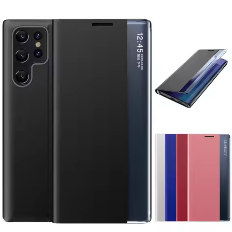 Flip Cover For Samsung Galaxy S24 S23 S22 S21 S20 Note 20 Ultra FE Note 10 S10 S9 Plus Window View L