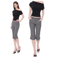 Y2K Style Plaid Women's Shorts | THE L STUDIOS – Pinstripe Capri Pants