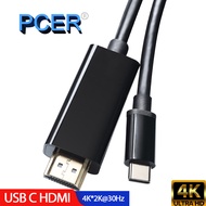 PCER USB สาย HDMI ชนิด C เป็น HDMI Thunderbolt 3สำหรับ Macbook เหมาะสำหรับ Samsung Galaxy S10/S9เหมาะสำหรับ Huawei Mate 20 P20 Pro 4K สาย HDMI C