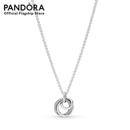 Pandora Encircled sterling silver necklace with clear cubic zirconia pendant