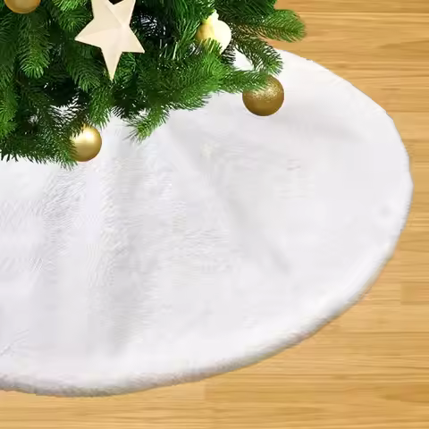 4 Pieces 36inch Christmas Tree Plush Skirt Faux Fur Christmas Tree Skirt White Plush Skirt for Holid