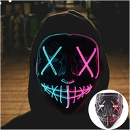 🎉Cosplay🎉 Wireless Mixed Colors Halloween Glowing Scary Face Mask Luminous LED Purge Mask Horror Li