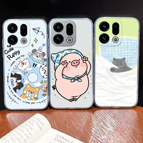 For Oppo Find X9 X8 X7 Pro Phone Cover Lovely Animal Cartoon Soft TPU Clear Silicone Case For Oppo F