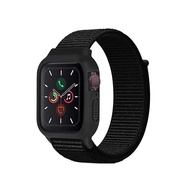 Beson Apple Watch 42/44/45mm一體式全包覆尼龍織紋錶帶/ 經典黑