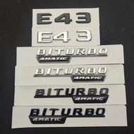 3D ABS Car Rear Trunk Badge Logo Letters E 43 BITURBO 4MATIC Emblem Sticker For Mercedes Benz E43 AM
