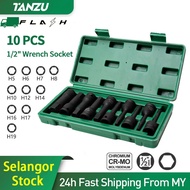 TANZU Cr-Mo Steel Head Impact Dr Hex Drive Bit (1/2" x 10 Pcs)