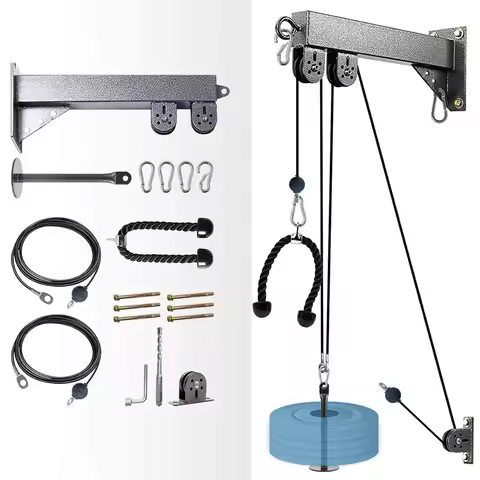 Fitness Cable Pulley System for Bicep Curl Back Shoulder,Wall Mounted LAT Pulldown Machines ,Home Gy