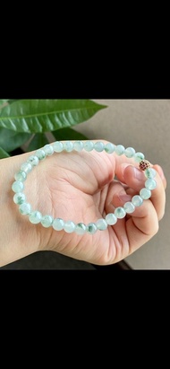 冰種翡翠天然翡翠 A玉 玉珠 玉鏈手鏈 • 冰種飄花翡翠手串