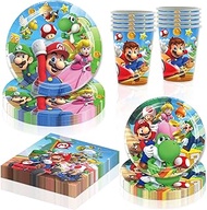 60pcs Mario Birthday Party Supplies 20 Plates + 20 Napkin+20 Cups for Girls Boys Kids Mario Birthday Party Decorations