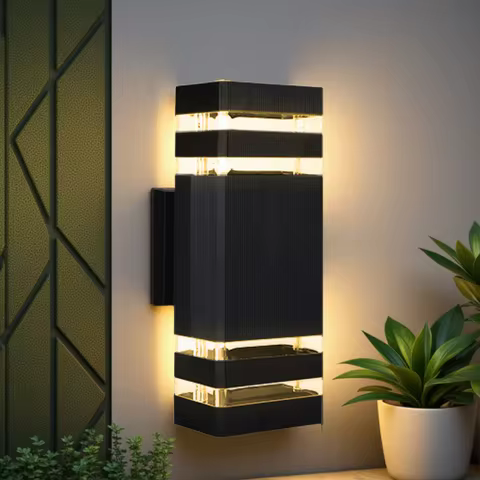 Modern Outdoor Decor Wall Light E27 Bulbs Waterproof Square Wall Lamp LED Home External Street Decor