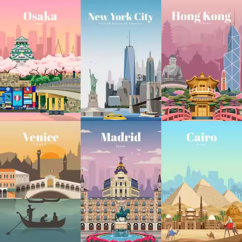 Landscape Diamond Painting Personalized Cities Around The World 5D Full Rhinestone Mosaic Embroidery