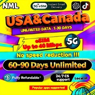 USA & Canada eSIM 5G 60-90 Days Daily500MB-3GB Unlimited Data eSIM USA & Canada UTC+0