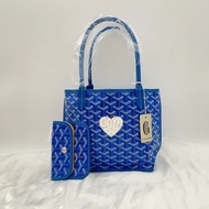 Goyard 天空藍雙面LOGOX牛皮 Mini Tote （Anjou色）