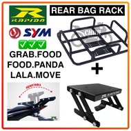SYM VF3I 185 Rapido Rack Adjustable(BESI BASE)+Besi Bag Rack GRAB.FOOD / FOOD.PANDA/ SHOPEE.FOOD