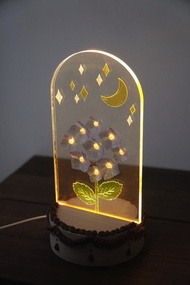 客製化禮物 DIY繡球花小夜燈材料包 樹脂軟水晶花