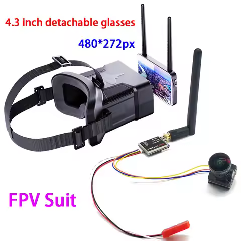 5.8G 48CH FPV Goggles 4.3 Inch Detachable Screen 480*272 with 5.8G 40CH 600mW Transmitter Starlight 