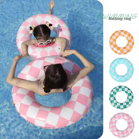 1pcs Plaid PVC Swimming Ring Adult Children Thickened Swimming Ring Inflatable Water Supplies Lifebu