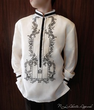 BARONG FOR MEN CHINESE COLLAR BLACK EMBROIDERED BARONG TAGALOG