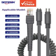 SOTESIN Curly Keyboard PS2 to Rj50 Barcode Scanner Reader Cable for Zebra Motorola Symbol LS2208/DS2