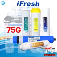 iFresh ชุดไส้กรองน้ำ เครื่องกรองน้ำ RO 50 75 150 GPD ไส้กรองRO ใช้กับเครื่อง RO มาตราฐาน 10นิ้ว ทุกร