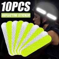 10Pcs Helmet Reflective Sticker - Night Safety Warning Stickers - Car Bumper Warning Strip - Secure Anti-Collision Reflective Tape - Auto Exterior Styling Decals