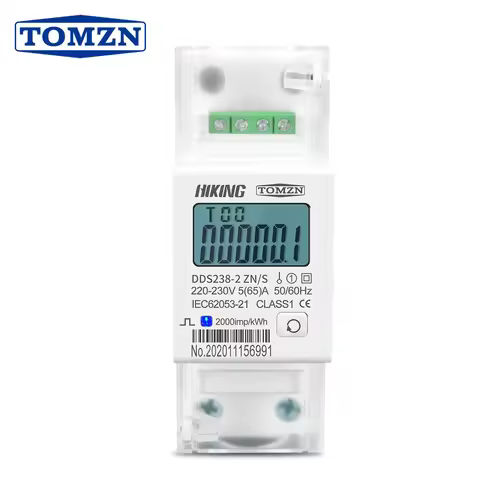 5(65)A 220V 230V 50HZ 60HZ voltage current DDS238-2 ZN/S single phase Din rail KWH Watt hour energy 
