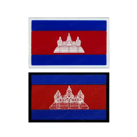 Cambodia Flag Embroidery Patches Cambodian PVC Rubber Appliques Strip Armband Shoulder Decoration Ba