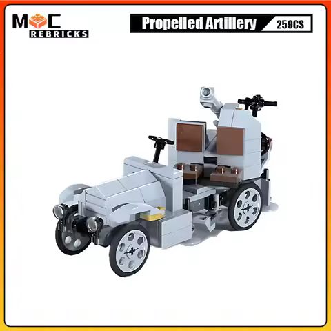 MOC Building Blocks WW1 French Self Propelled Artillery Truck High-tech Military Weapon Creative Ass