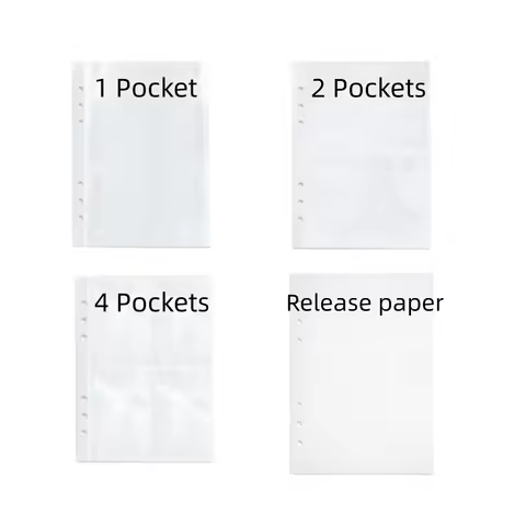 Release Paper and Sheet Binder Pockets Inserts with 1/2/4 Pockets A5 Size 6 Hole Binder Folder for S