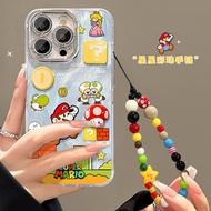 Mario Doll Bracelet Suitable for Apple 16 Feather Yarn Phone Case Xiaomi 14pro Feather Yarn 15 Cute 