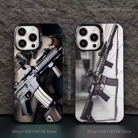 AK47 Handgun Gun BUllets Phone Case For iPhone 16,15,14,13,12,11,Pro,XS,Max,Plus,Mini,SE Black Candy