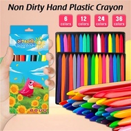 6/12/24/36 Colors Plastic Crayons for Kids Non-Toxic No Dirty Hand Safe Washable Crayon Toddler Gift