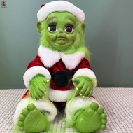Grinch Figure Christmas Decor Ornament Plush Toy with Green Fur for Holiday Decoration
