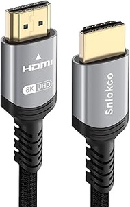 Sniokco 8K HDMI 2.1 Cable 33FT, Ultra HD High Speed Braided HDMI Cable, Support Dynamic HDR, eARC, Dolby Atmos, 8K60Hz, 4K120Hz, HDCP 2.2 2.3, Compatible with HD TV Monitor and More