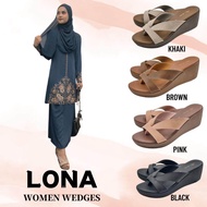 Pro Moll Women Cross Style Wedges Heel Women Shoes Kasut Perempuan Kasut Tinggi Perempuan Kasut Wedg