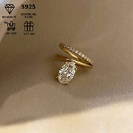 1pc Women's Wedding Ring, Double Hoop Semi-Pave Ring, 3.8g 925 Sterling Silver, 2ct Moissanite, Bohe