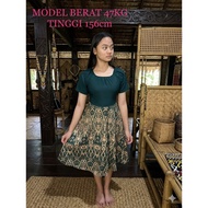DRESS PUA KUMBU TWO TONE XXS-S BORNEO DRESS CORAK BATIK BORNEO OFFSHOULDER DRESS DRESS WITH POCKET