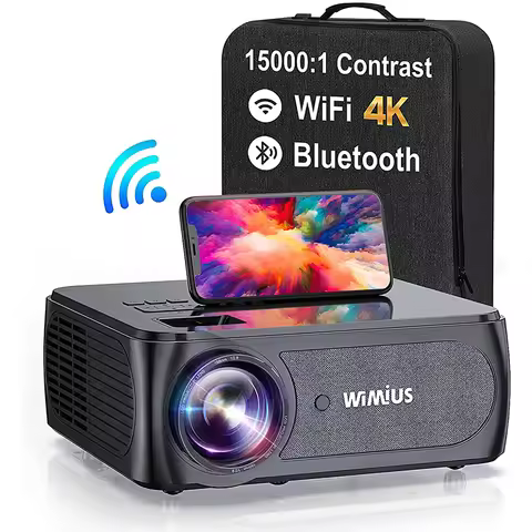 WIMIUS K8 500ANSI Full HD 1080P Projector 4K 5G WiFi Bluetooth 15000 Contrast 4P/4D Keystone Video P