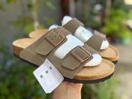 Slipper Leather Bir-ken รองเท้าแตะแบบสวม รุ่นสายเข็มขัด Sz.36-45 Eu พร้อมกล่องสีน้ำเงิน สวยคลาสสิค V