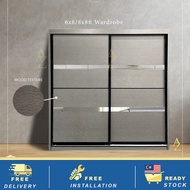Free Installation | AZ Sliding Wardrobe | 6x8ft/8x8ft |Anti-Jump Sliding Door with Wooden Door |Alma
