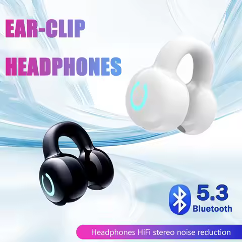 Wireless Bluetooth Earphone Single Ear Bone Conduction Earphones Clip Ear Music Noise Cancelling HD 