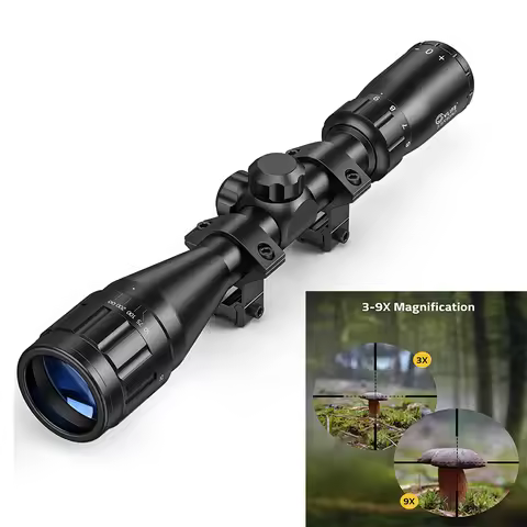CVLIFE 3-9x40 AO Rifle Scope Optics R4 Reticle Crosshair Riflescope with Mounts for 11mm Dovetail Ra