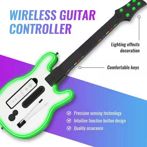 Wireless Guitar Hero Controller for Wii RGB Gaming Controller Remote Joystick Guitar Gamepad with Wi