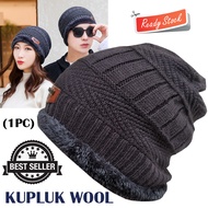 Topi Kupluk Wool Winter Beanie Hat Pria Wanita Dewasa Bahan Tebal Bulu Wol Cowok Cewek Cowo Cewe Dis